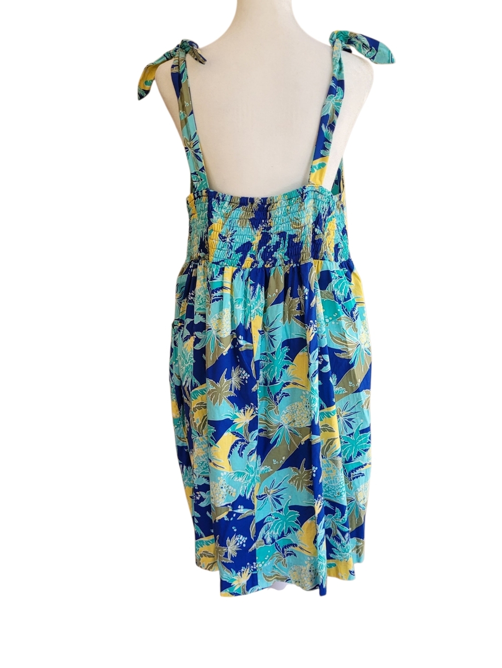 Tiki Palm Tropical Print Sundress Palm Leaf Tie Strap Lightweight Dress XL - Picture 4 of 9
